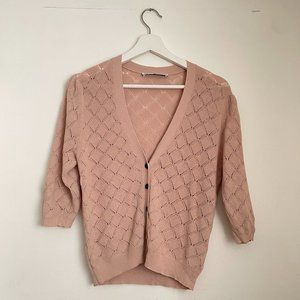 Zara Soft Pink Cardi as Top Sweater 🌻